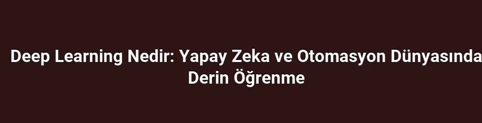Deep Learning Nedir: Yapay Zeka ve Otomasyon Dünyasında Derin Öğrenme