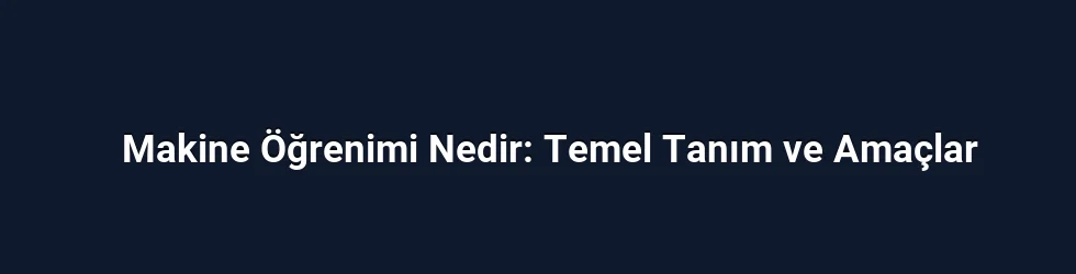 Makine Öğrenimi Nedir: Temel Tanım ve Amaçlar