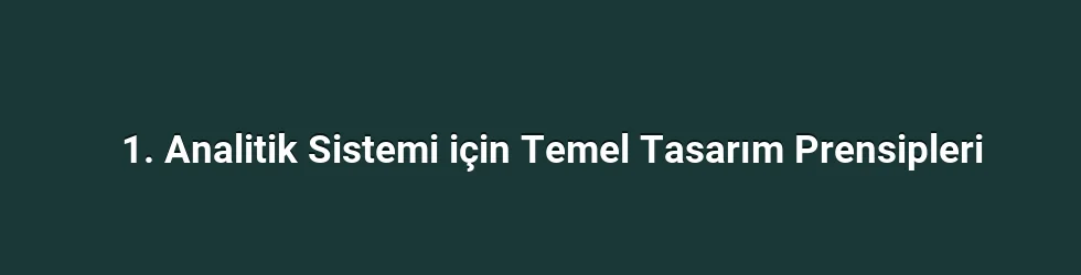 1. Analitik Sistemi için Temel Tasarım Prensipleri