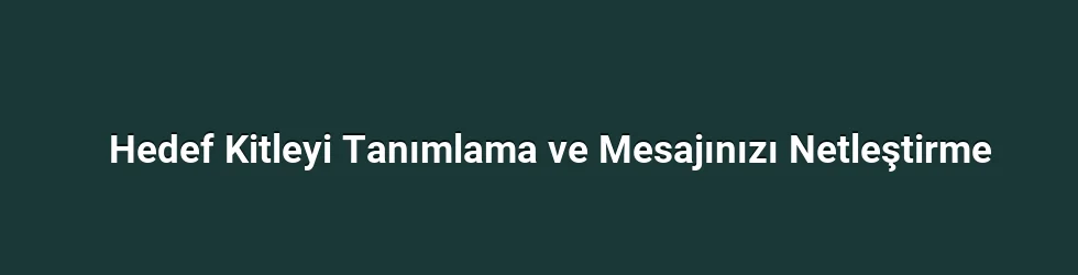 Hedef Kitleyi Tanımlama ve Mesajınızı Netleştirme