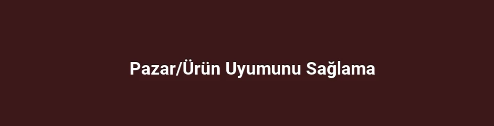 Pazar/Ürün Uyumunu Sağlama