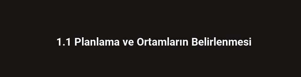1.1 Planlama ve Ortamların Belirlenmesi