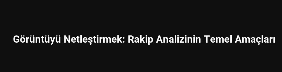 Görüntüyü Netleştirmek: Rakip Analizinin Temel Amaçları