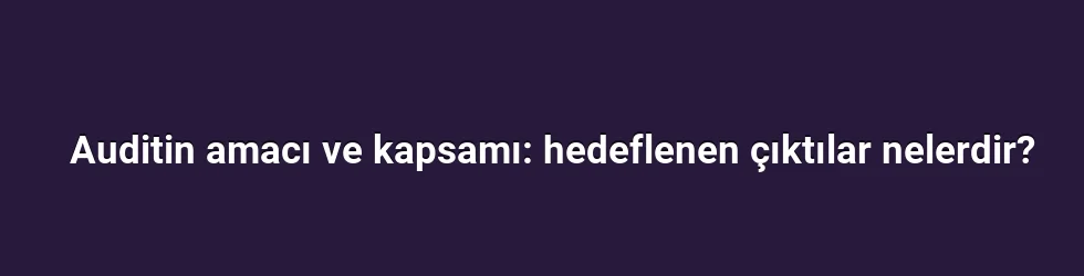 Auditin amacı ve kapsamı: hedeflenen çıktılar nelerdir?