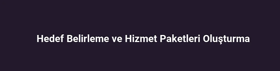 Hedef Belirleme ve Hizmet Paketleri Oluşturma
