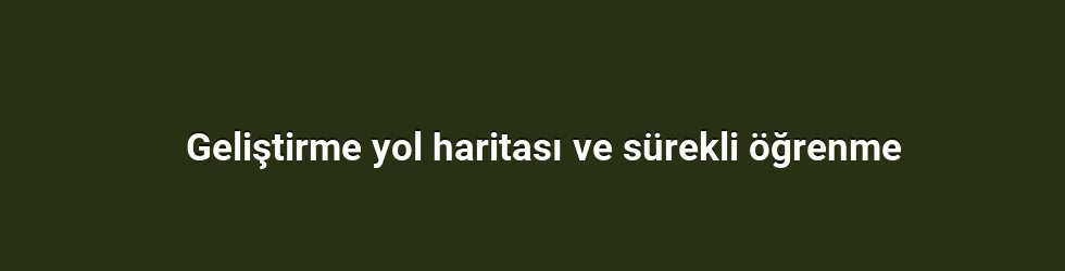 Geliştirme yol haritası ve sürekli öğrenme