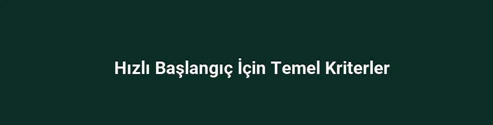 Hızlı Başlangıç İçin Temel Kriterler