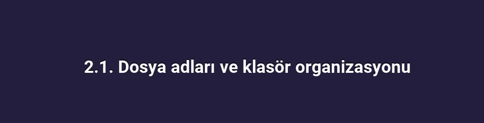 2.1. Dosya adları ve klasör organizasyonu