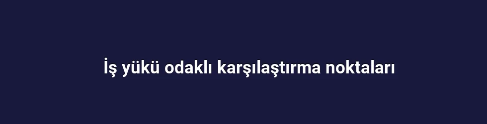İş yükü odaklı karşılaştırma noktaları