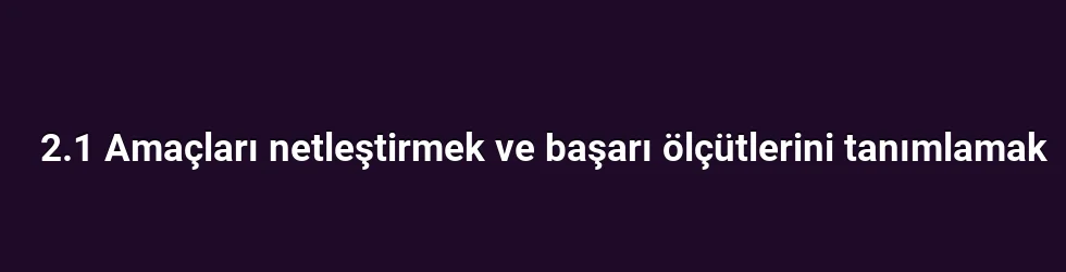 2.1 Amaçları netleştirmek ve başarı ölçütlerini tanımlamak
