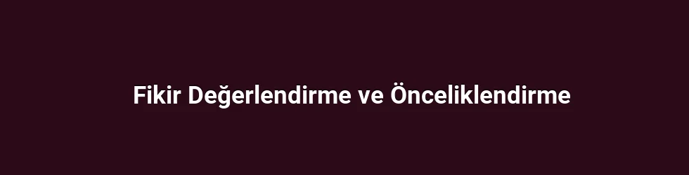 Fikir Değerlendirme ve Önceliklendirme