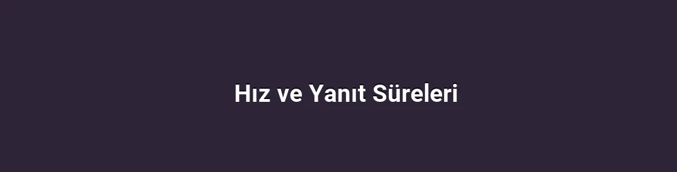 Hız ve Yanıt Süreleri