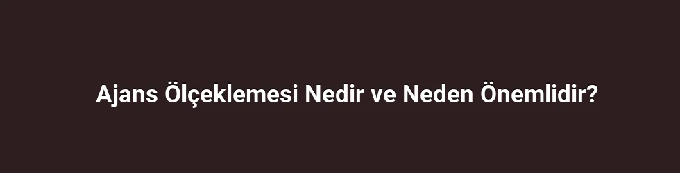 Ajans Ölçeklemesi Nedir ve Neden Önemlidir?