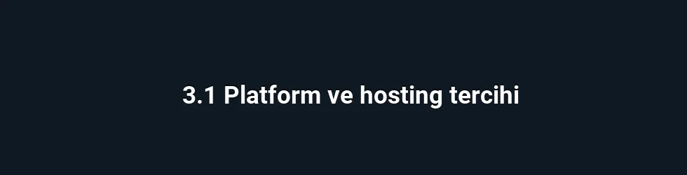 3.1 Platform ve hosting tercihi