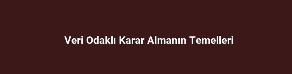 Veri Odaklı Karar Almanın Temelleri