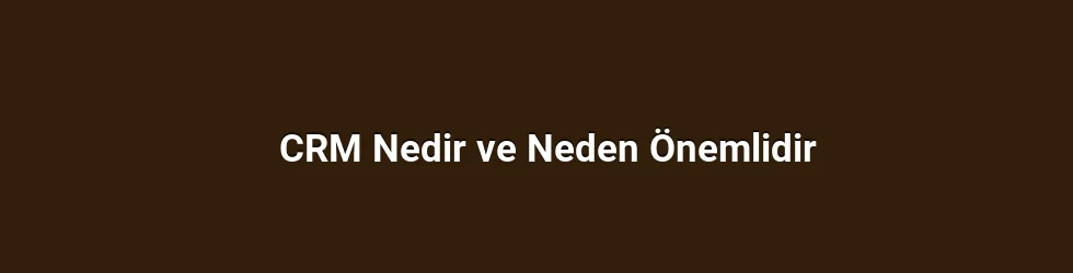 CRM Nedir ve Neden Önemlidir