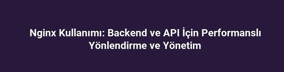 Nginx Kullanımı: Backend ve API İçin Performanslı Yönlendirme ve Yönetim