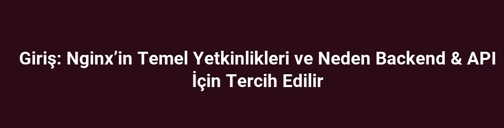 Giriş: Nginx’in Temel Yetkinlikleri ve Neden Backend & API İçin Tercih Edilir