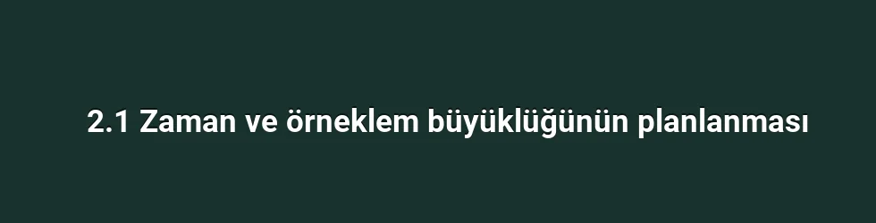 2.1 Zaman ve örneklem büyüklüğünün planlanması