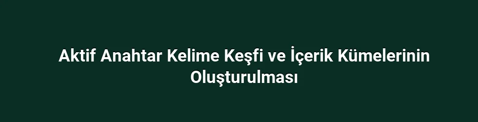 Aktif Anahtar Kelime Keşfi ve İçerik Kümelerinin Oluşturulması