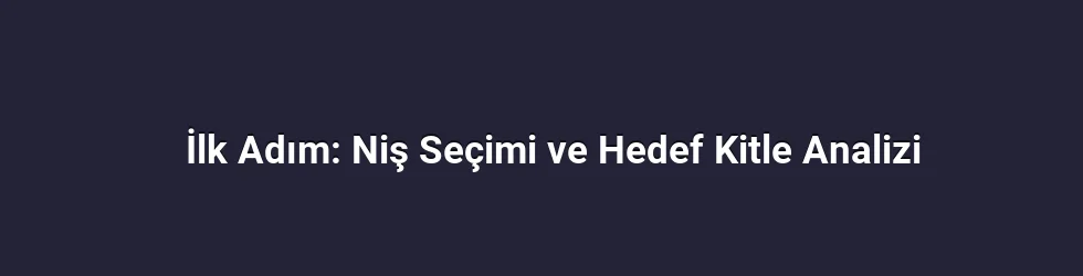 İlk Adım: Niş Seçimi ve Hedef Kitle Analizi