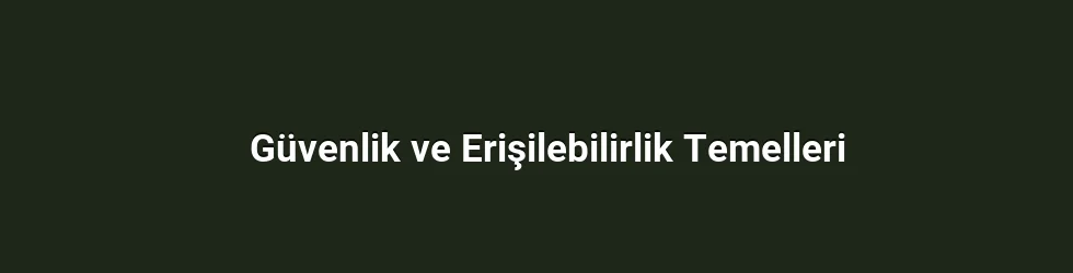 Güvenlik ve Erişilebilirlik Temelleri