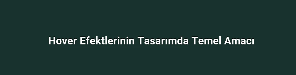 Hover Efektlerinin Tasarımda Temel Amacı