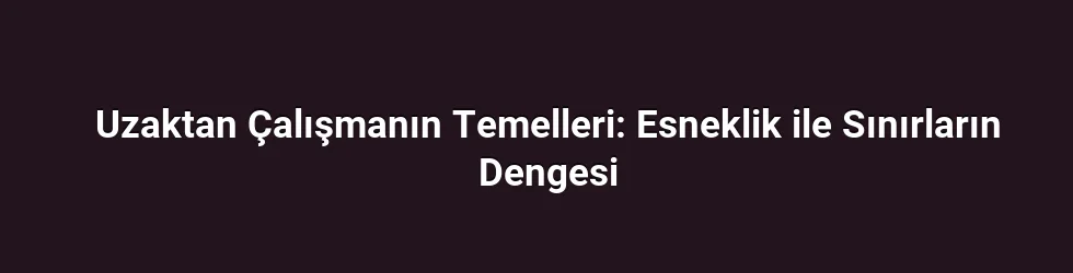 Uzaktan Çalışmanın Temelleri: Esneklik ile Sınırların Dengesi