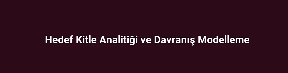 Hedef Kitle Analitiği ve Davranış Modelleme