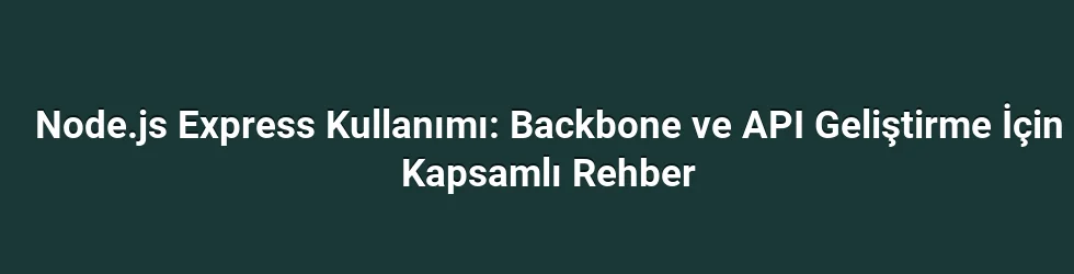 Node.js Express Kullanımı: Backbone ve API Geliştirme İçin Kapsamlı Rehber
