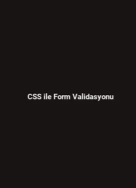 CSS ile Form Validasyonu