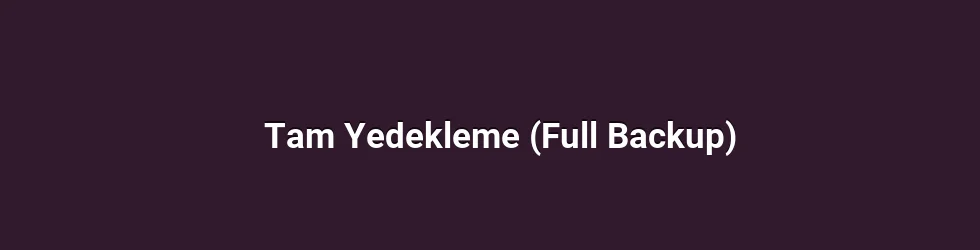 Tam Yedekleme (Full Backup)
