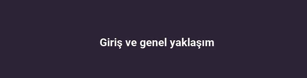 Giriş ve genel yaklaşım