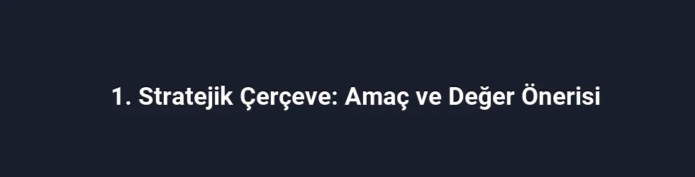 1. Stratejik Çerçeve: Amaç ve Değer Önerisi