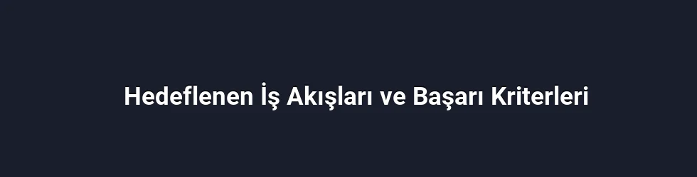 Hedeflenen İş Akışları ve Başarı Kriterleri