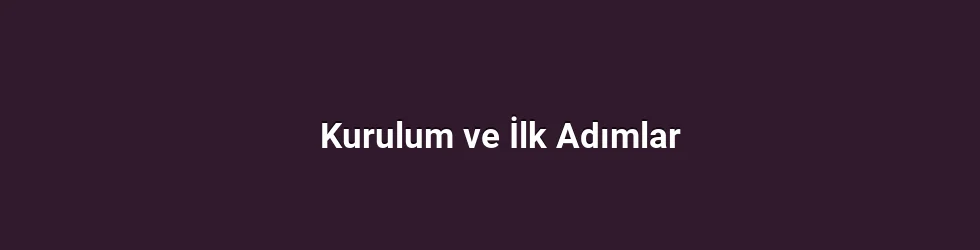 Kurulum ve İlk Adımlar