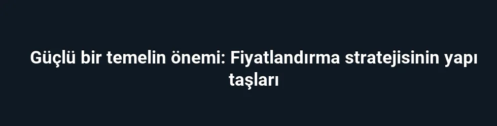 Güçlü bir temelin önemi: Fiyatlandırma stratejisinin yapı taşları