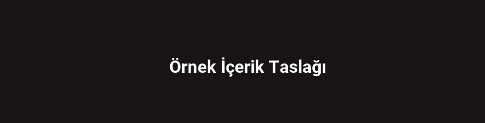 Örnek İçerik Taslağı