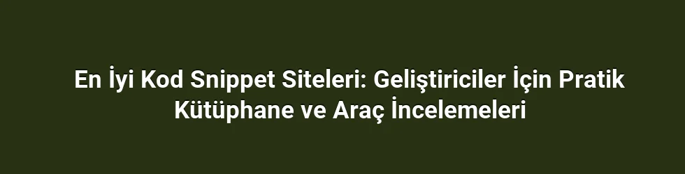 En İyi Kod Snippet Siteleri: Geliştiriciler İçin Pratik Kütüphane ve Araç İncelemeleri