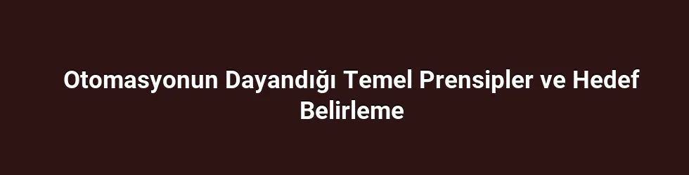 Otomasyonun Dayandığı Temel Prensipler ve Hedef Belirleme