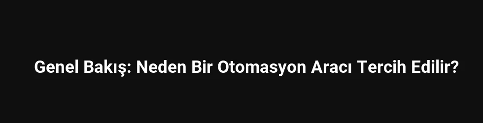 Genel Bakış: Neden Bir Otomasyon Aracı Tercih Edilir?
