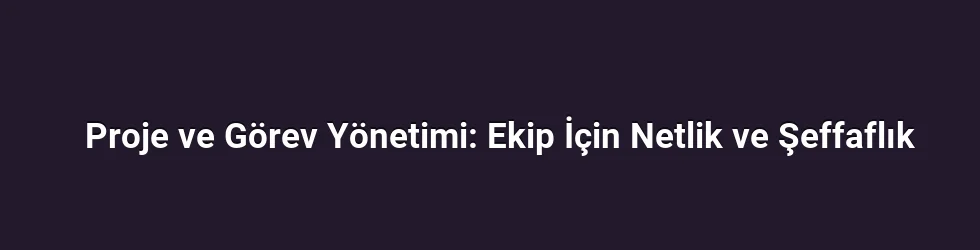 Proje ve Görev Yönetimi: Ekip İçin Netlik ve Şeffaflık