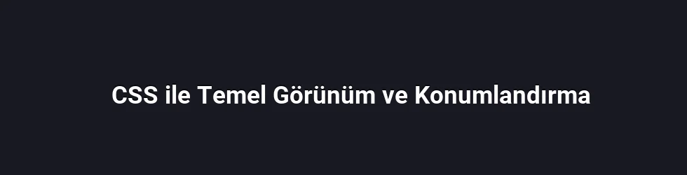 CSS ile Temel Görünüm ve Konumlandırma