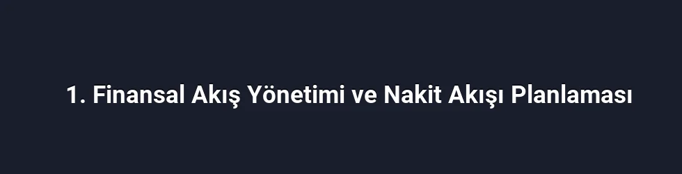 1. Finansal Akış Yönetimi ve Nakit Akışı Planlaması