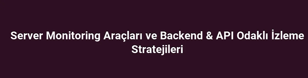 Server Monitoring Araçları ve Backend & API Odaklı İzleme Stratejileri