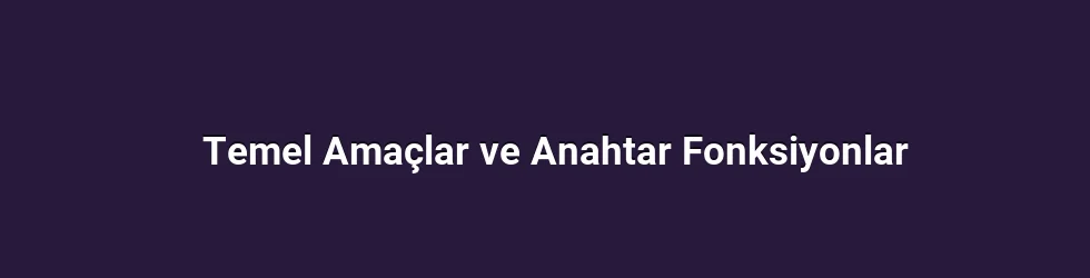 Temel Amaçlar ve Anahtar Fonksiyonlar