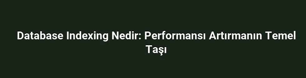 Database Indexing Nedir: Performansı Artırmanın Temel Taşı
