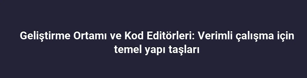 Geliştirme Ortamı ve Kod Editörleri: Verimli çalışma için temel yapı taşları