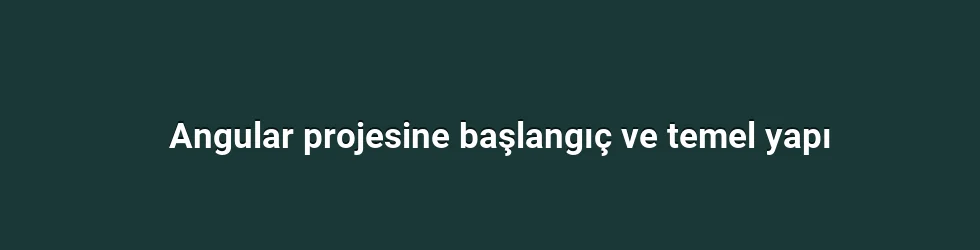 Angular projesine başlangıç ve temel yapı