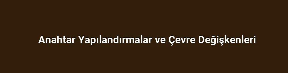 Anahtar Yapılandırmalar ve Çevre Değişkenleri